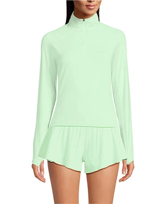 Lands' End Women's SunShade Upf 50 Long Sleeve Quarter Zip Rash Guard