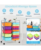 15-Drawer Utility Rolling Organizer Cart with Multi-Use Storage