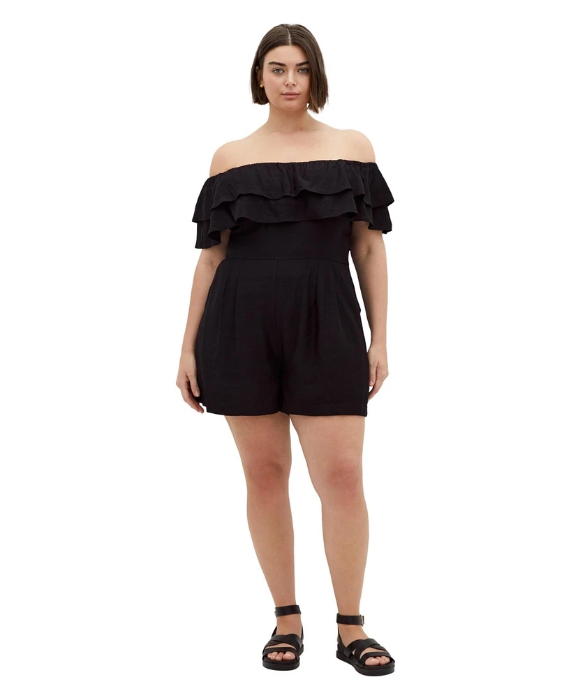 City Chic Plus Poppy Playsuit