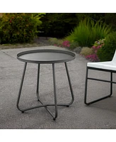 Outdoor Side Table – Rounded Aluminum Design for Patio, Garden & Balcony