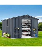 Mondawe 8x10ft Outdoor Storage Shed, Large Metal Tool Sheds with Window and Lockable Doors