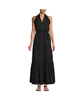 Lands' End Women's Cotton Voile Halter Tiered Maxi Dress