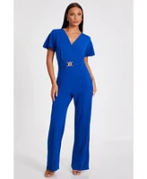 Quiz Women's Scuba Crepe Wrap Front Palazzo Jumpsuit
