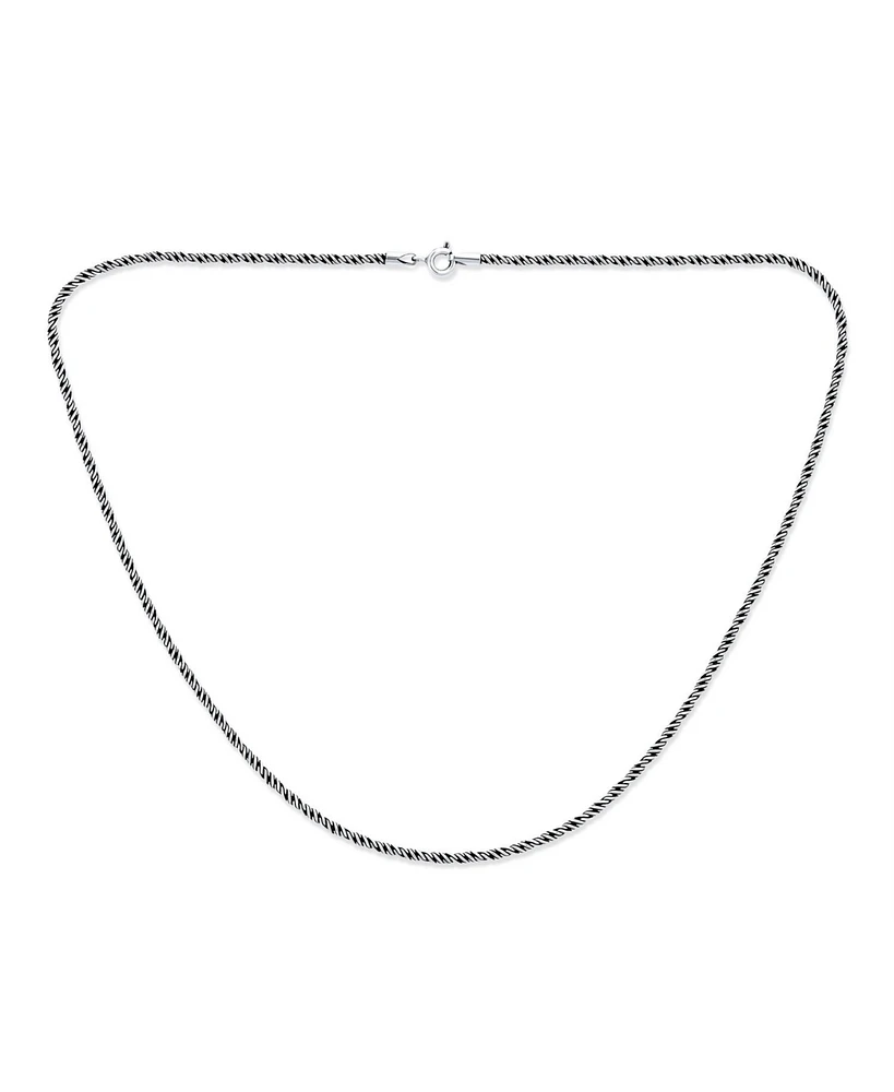 Bling Jewelry Bali Balinese Indonesian Black Oxidized .925 Sterling Silver Rope Twist Chain Necklace