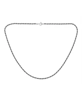 Bling Jewelry Bali Balinese Indonesian Black Oxidized .925 Sterling Silver Rope Twist Chain Necklace