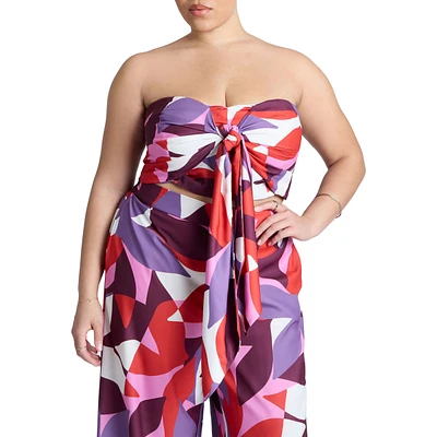 Eloquii Plus Tie Front Scarf Top
