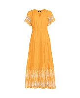 Lands' End Women's Tiered Cotton Poplin Eyelet Maxi Dress