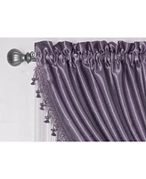 Kate Aurora 1 Piece Hyatt Rod Pocket Tasseled Lilac Crinkle Sheer Waterfall Window Valance