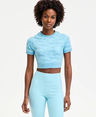 Id Ideology Women's Printed Seamless Short-Sleeve Cropped Top, Exclusively at Macy's