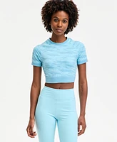 Id Ideology Women's Printed Seamless Short-Sleeve Cropped Top, Exclusively at Macy's