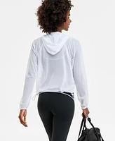 Id Ideology Women's Mesh Relaxed Full-Zip Hoodie, Exclusively at Macy's
