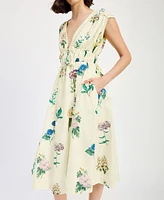 En Saison Women's Ashley Printed Cotton Midi Dress