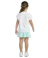 adidas Toddler and Little Girls 2-Piece Graphic Sleeveless Box T-Shirt French Terry Skort Set