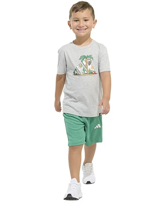 adidas Toddler & Little Boys Graphic T-Shirt Stripe Shorts