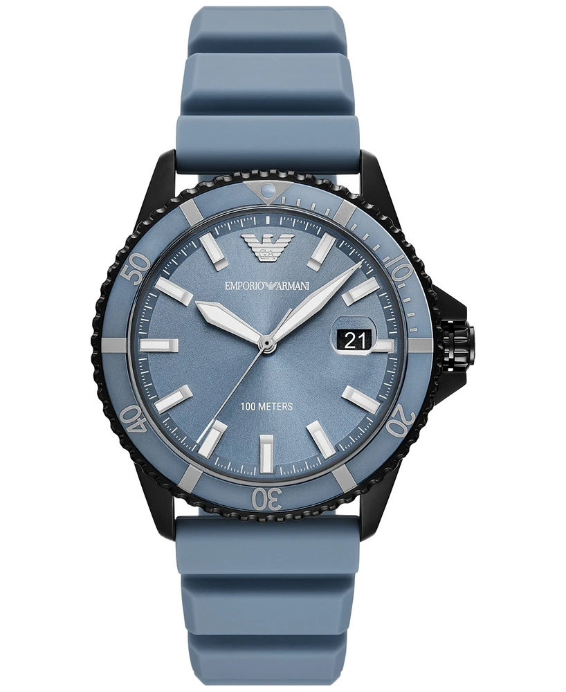 Emporio Armani Men's Blue Silicone Strap Watch 42mm