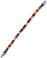 Esquire Men's Jewelry Multi-Stone Beaded Bracelet in Sterling Silver, Exclusively at Macy's