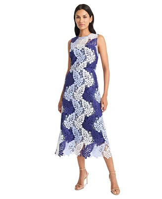 Maggy London Women's Printed Lace Sleeveless Midi Dress