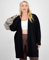 Id Ideology Plus Open-Front Long-Line Cardigan, Exclusively at Macy's