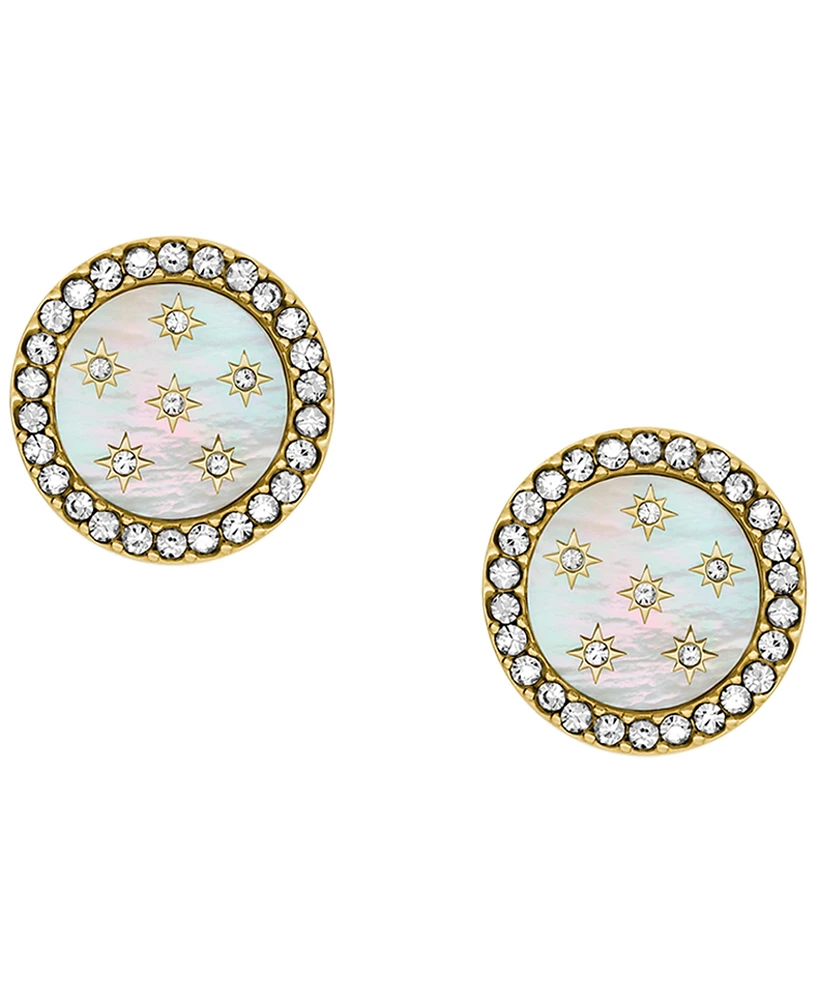 Fossil Mother-of-Pearl Gold-Tone Stainless Steel Stud Earrings