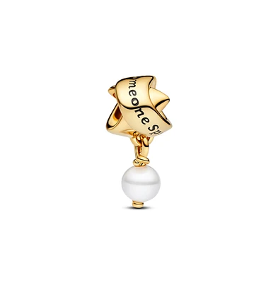 Pandora Treated Freshwater 14K Gold-Plated Dangle with Ribbon Charms