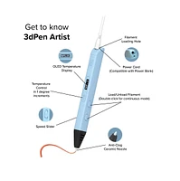 myFirst 3D Pen Artist - Printing Pen with 6 Pcl Filament Colors, Stencil Book, Charger