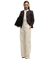 Boss by Hugo Women's Multicolored Boucle Slim-Fit Blazer