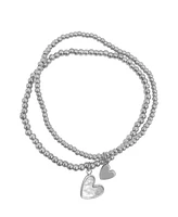 Adornia Tarnish Resistant Silver Set of Heart Ball Bracelets