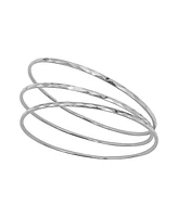 Adornia Silver Hammered 3mm Bangle Set