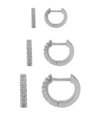 Adornia Silver Huggie Hoop Earrings Pack