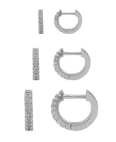 Adornia Silver Huggie Hoop Earrings Pack