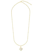 Adornia Gold Mother of Pearl Initial Clover Necklace - White