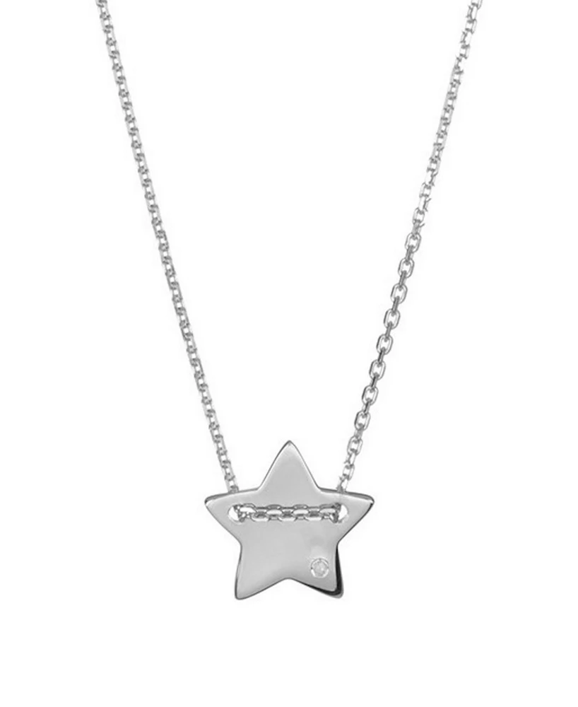 Adornia Silver Diamond Star Charm Necklace