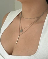 Adornia Tarnish Resistant Silver Layered Pendant Necklace Set