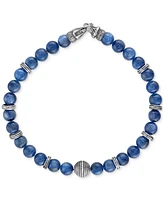 Esquire Men's Jewelry Kyanite & Diamond (1/10 ct. t.w.) Bead Bracelet in Sterling Silver, Exclusively at Macy's