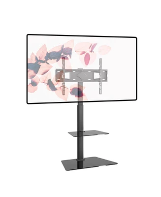 ProMounts Premium Swivel Floor Stand Tv Mount with Shelf for 37 to 72 Inch TVs, Holds up to 88Lbs