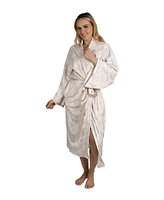 Tahari Women's Velour Kimono Robe with Flowy Bell Sleeves Satin Trim and Tie Front