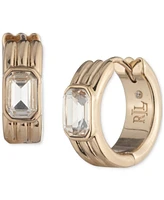 Lauren Ralph Lauren Gold-Tone Extra-Small Crystal Ribbed Hoop Earrings, 0.42"