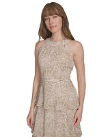 Tommy Hilfiger Women's Printed Tiered Halter Maxi Dress