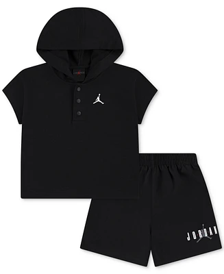 Jordan Toddler Boys Henley Hoodie & Shorts, 2 Piece Set