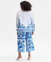 I.N.C. International Concepts Plus Size Printed Long Sleeve Button Front Shirt Printed Wide Leg Pants Exclusively At Macys