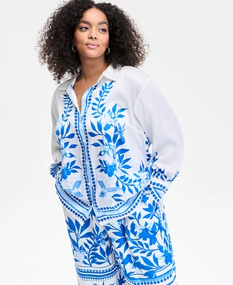 I.n.c. International Concepts Plus Floral-Print Blouse, Exclusively at Macy's