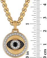 Esquire Men's Jewelry Lab-Created Blue Sapphire (1/4 ct. t.w.) & Diamond (1/4 ct. t.w.) Evil Eye 22" Pendant in 14k Gold Plated Sterling Silver, Exclu