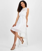 julia jordan Women's High-Neck Sleeveless Tie-Waist Dress