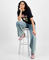 Self Esteem Juniors' Floral Boyfriend T-Shirt