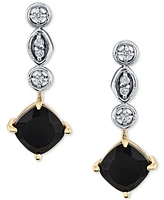 Onyx & Diamond Accent Square Drop Earrings in 10k Gold