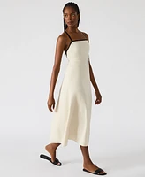Steve Madden Women's Riyan Tipped Apron-Neck Midi Dress