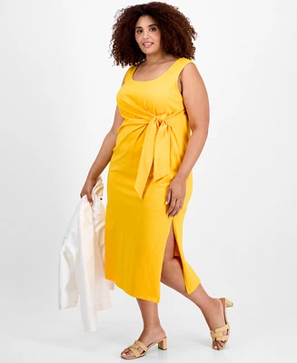 On 34th Trendy Plus Side-Tie Midi Dress, Exclusively at Macy's