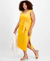 On 34th Trendy Plus Side-Tie Midi Dress, Exclusively at Macy's