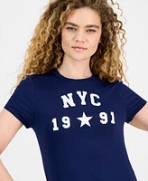Rebellious One Juniors' Nyc Graphic Crewneck T-Shirt