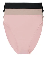 Natori Women's Bliss Bare Cotton High Cut Brief 3 Pack